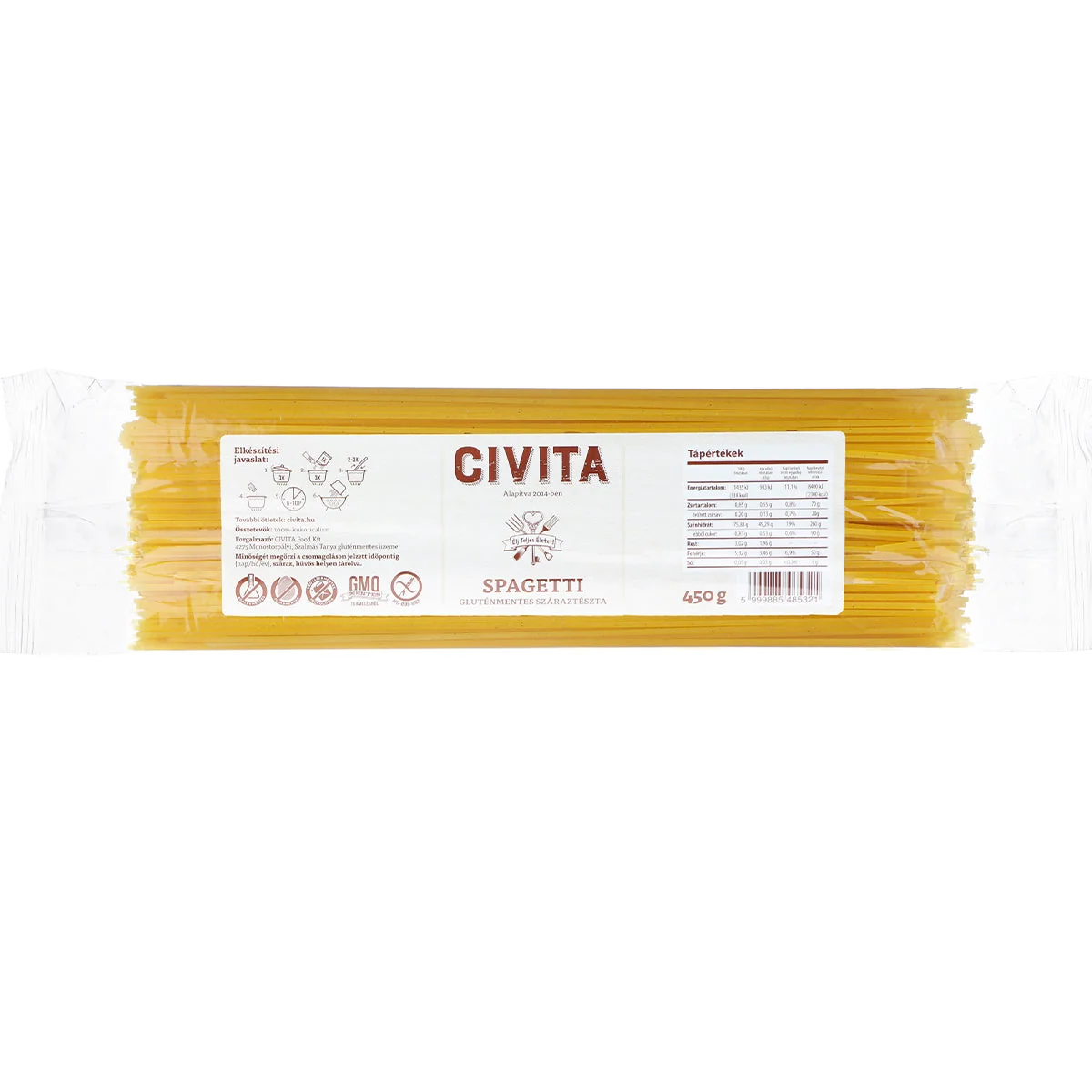 Kukorica száraztészta spagetti gluténmentes - 450 g